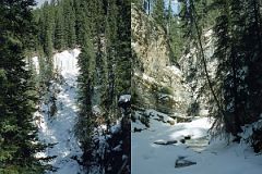 08 Walking Up Boardwalk Towards Lower Falls In Johnston Canyon In Winter.jpg